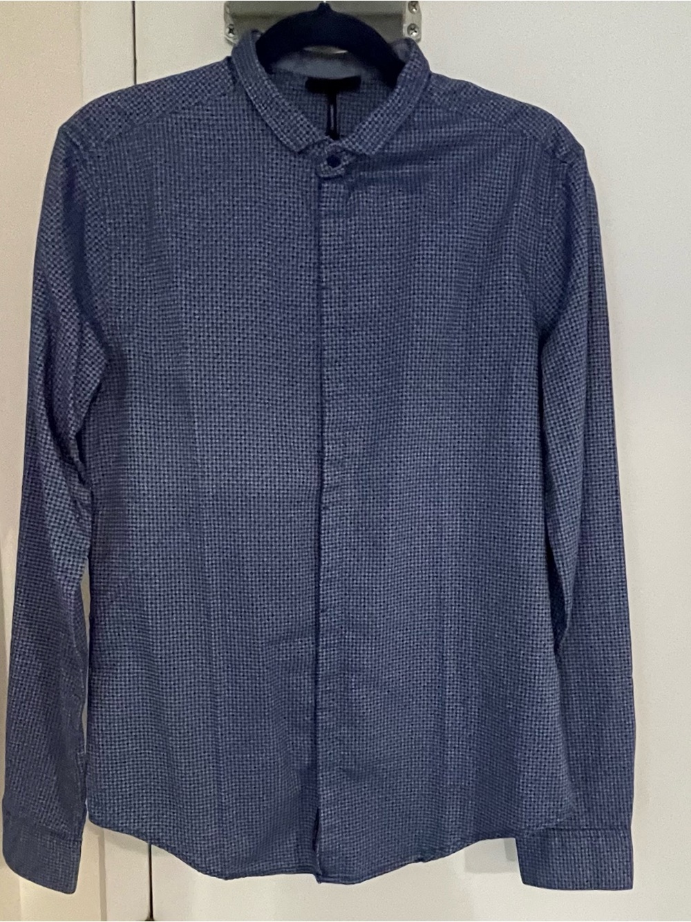 Armani Jeans Men’s Blue Geometric Pattern Shirt Italian Fabric 100%Cotton Size S